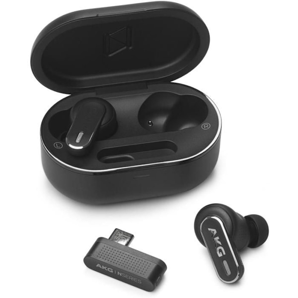 TWS hörlurar - AKG - N5 Hybrid - Högupplöst ljud - Adaptiv brusreducering - Förlängd batteritid Svart