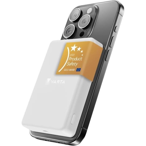 Langaton Power Bank - VARTA - Mag Pro - 5000 mAh - Yhteensopiva MagSafe ja Qi - Valkoinen Vit