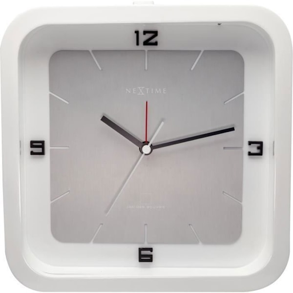 NeXtime - Bordur - 20 x 20 x 6 cm - Træ - Hvid - 'Square Alarm' Vit