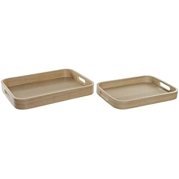 Snackbakke - DKD Home Decor - Standard - Naturligt træ - 40 x 30 x 5,5 cm - Rektangulær naturlig