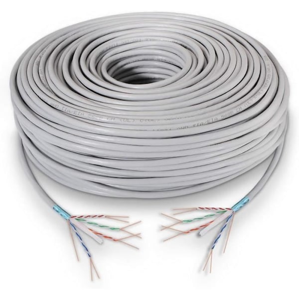 Netværkskabelspole Cat.6e FTP AWG24 stiv 100 kobber, kvalitet sikret