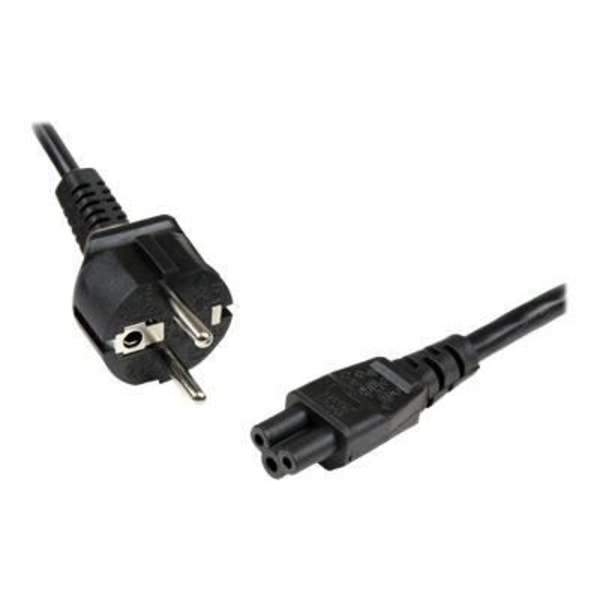 1m Schuko CEE7 til C5 strømledning - 1m Schuko CEE7 til C5 Cloverleaf strømledning - M/K - Sort