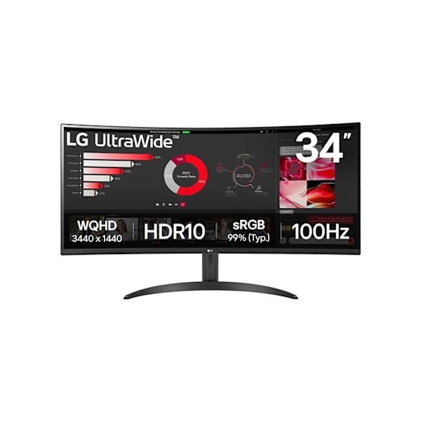 LG UltraWide 34WR50QK-B PC-skærm Sort