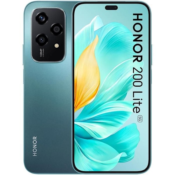 HONOR 200 Lite 5G 8GB 256GB Cyan Telefon MediaTek Dimensity 6080 6,7” AMOLED 90Hz Hovedkamera 108MP 4500 mAh Smartphone Blå