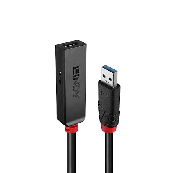 USB 3.0 forlængerkabel - LINDY - 8 meter - Aktiv - Plug & Play - Sort