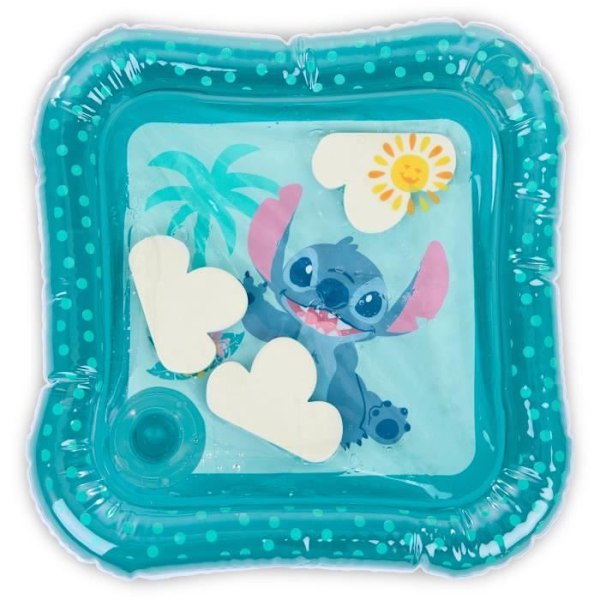 DISNEY BABY - STITCH - Vattensmatta för baby, sensorisk och stimulerande lek, uppblåsbar, lätt att rengöra, hopfällbar, från födseln Blå
