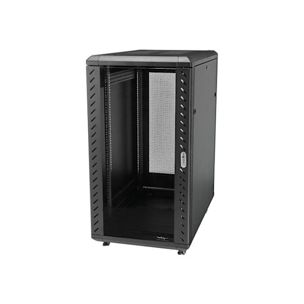 startch 18u server rack skab - inkluderer hjul nivelleringsfødder sort sort Sort