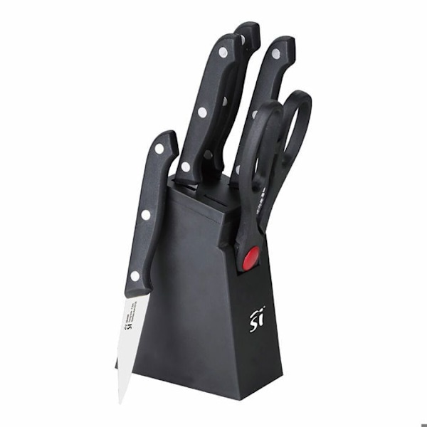 San Ignacio SG-4181 køkkenkniv og holdersæt sort rustfrit stål 6 stk. Svart