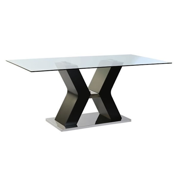 sort spisebord hærdet glas mdf træ (180 x 90 x 76 cm)