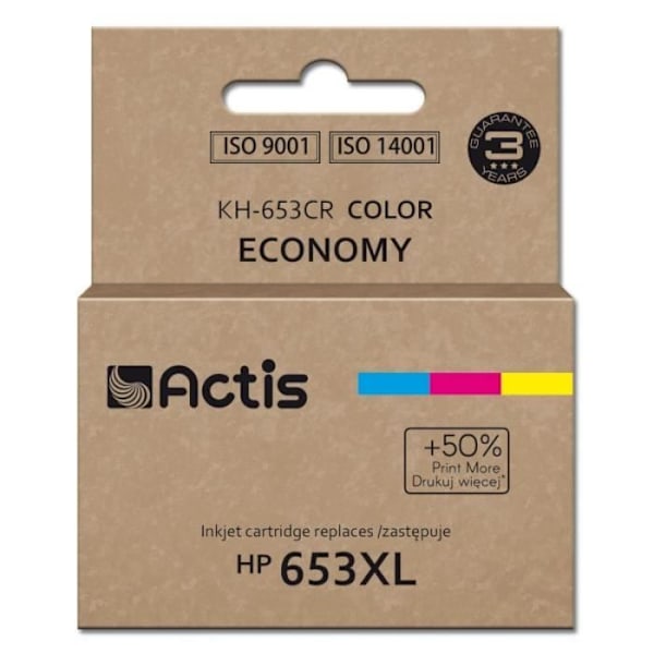 ACTIS tulostimen muste, HP 653XL 3YM74AE vaihto Premium 18ml 300 sivua väri - KH-653CR