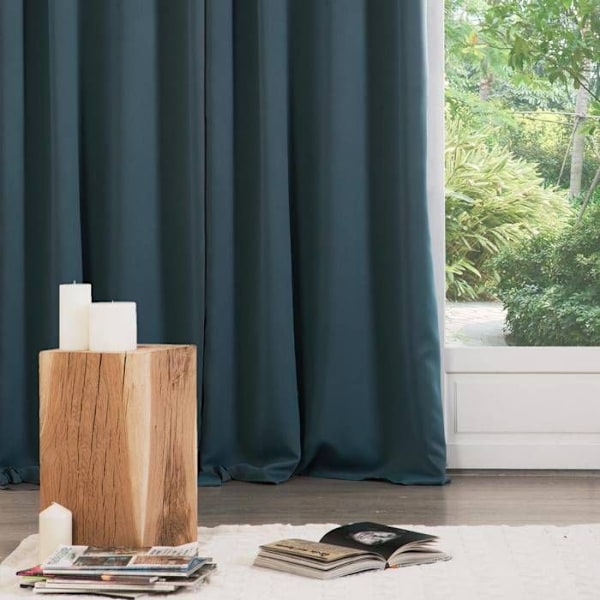 Sæt med 2 andeblå mørklægningsgardiner - 135x240 cm - Blå - Atmosphera createur d'interieur Blå