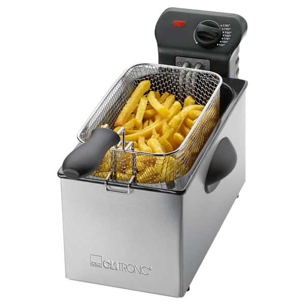Ruostumattomasta teräksestä valmistettu 3L Friteuse Clatronic FR 3586 - Harmaa - 2000 Watt - Säädettävä lämpötila rustfrit stål