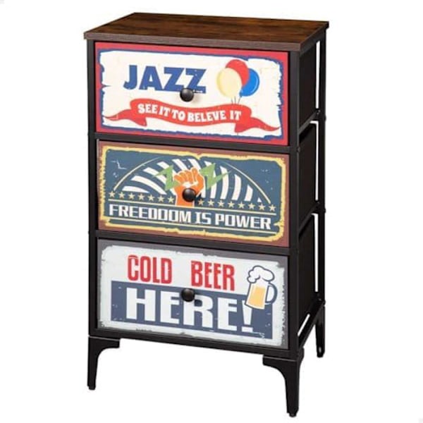 Kommode - AKTIVE - Vintage - 3 skuffer - 45x30x77 cm - Metal og MDF