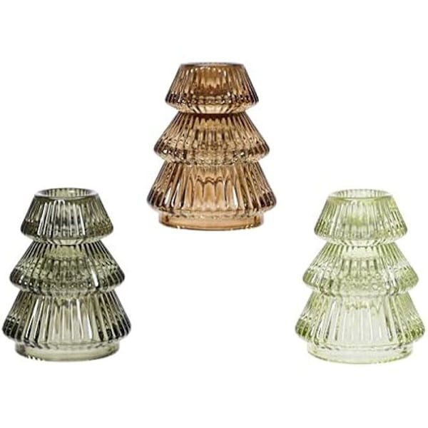 Värmeljushållare - DECORIS - Flerfärgad - Glas - 8 cm - Set med 3 delar Flerfärgad