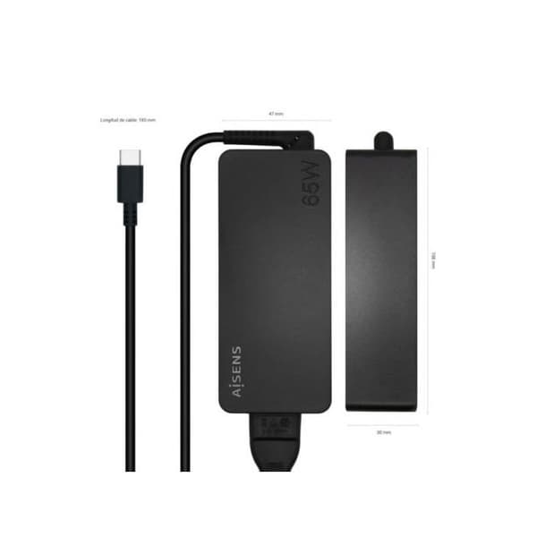 USB-C-latauslaite - AISENS - Pd3.0 - 65W - 1,8M - Musta