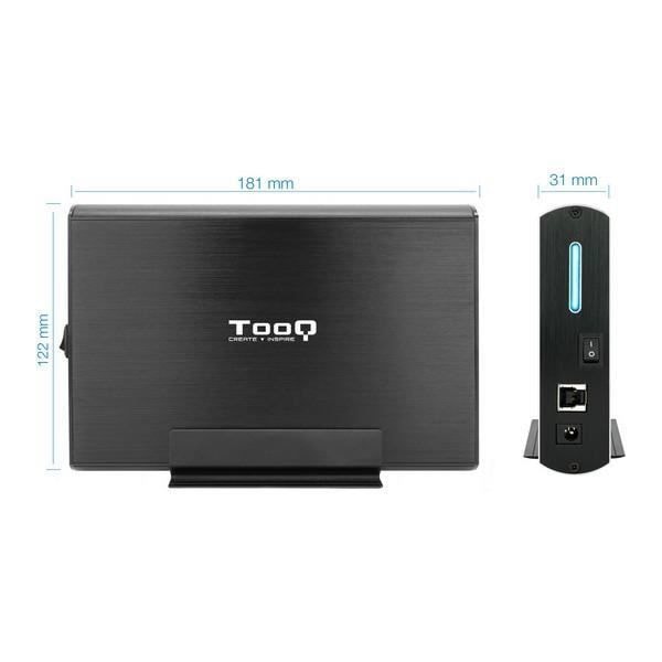 Hardcase til harddisk - TooQ - TQE-3531B - 3,5" - USB 3.0 - Aluminium - Sort