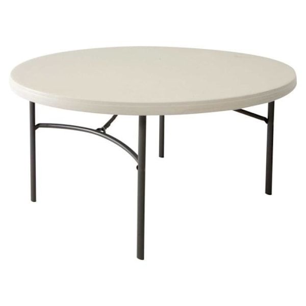 Foldable table - LIFETIME - Diameter 152cm - 6 to 8 people - Polyethylene - 10 years warranty Beige