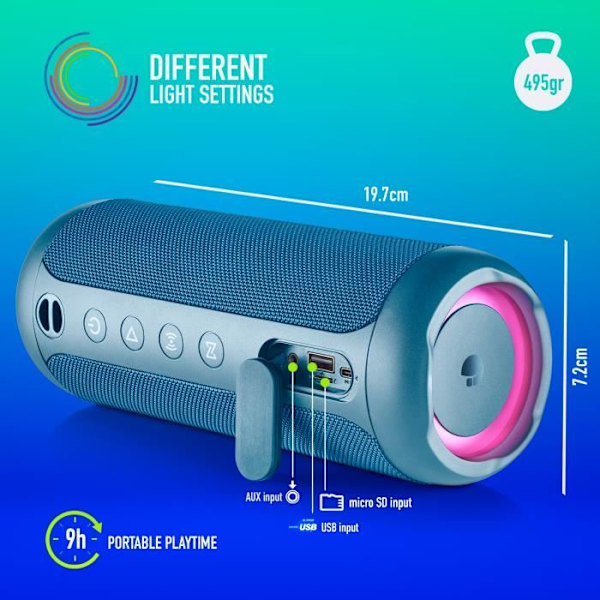 Trådlös högtalare - NGS - ROLLER FURIA 2 - 30W - Vattentålig IPX7 - Bluetooth 5.3 Blå