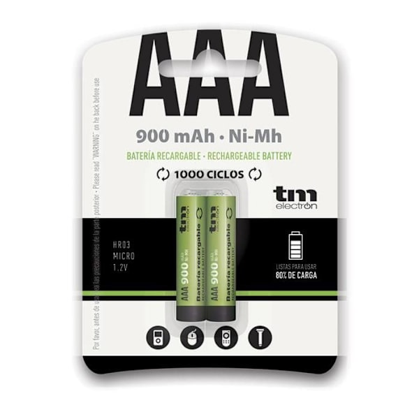 R03 Triple A batteri - AAA 900mA Kapacitet 1,2V NiMh - BLISTER 2 enheter