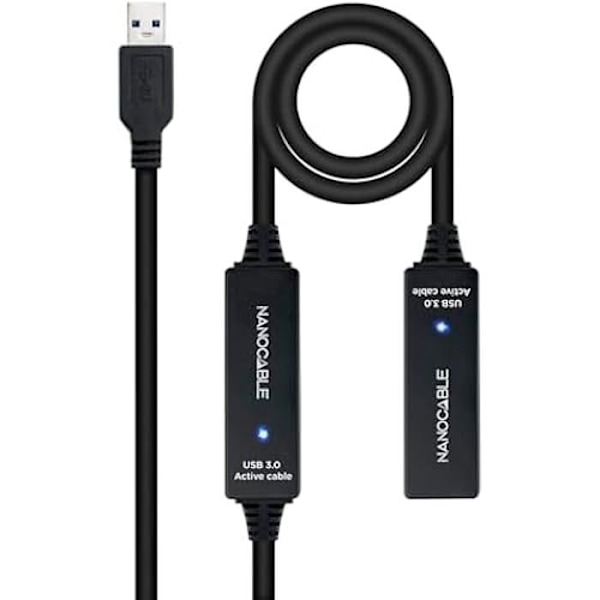 NanoCable 10.01.0312 - USB 3.0 forlængerkabel med forstærker, type A/M-A-A/F, 10m