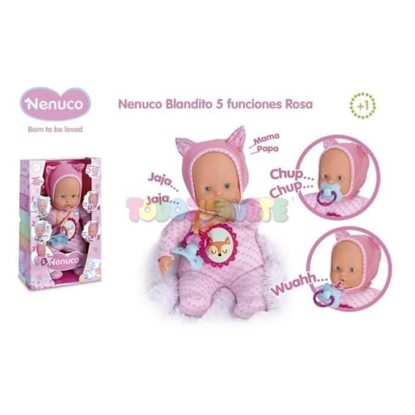 Nenuco blød babydukke 5 funktioner Flerfärgad