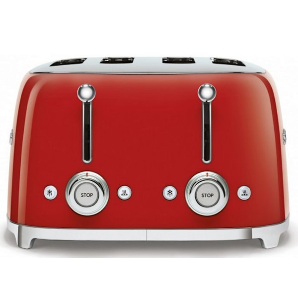 SMEG 4-viipainen 50s leivänpaahdin - Punainen - 6 ruskistustasoa - Sulatustoiminto