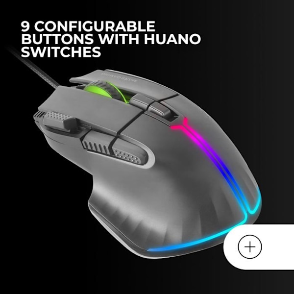 Gamingmus - Mars Gaming - MM-XT - RGB - Ergonomisk - 12800 DPI - 9 konfigurerbare knapper
