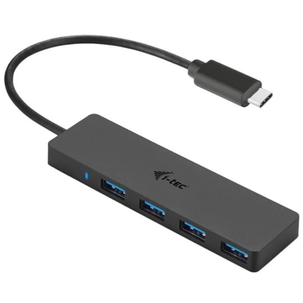 USB-C HUB I-TEC, 4 USB 3.0 -porttia ja integroitu 20 cm:n kaapeli