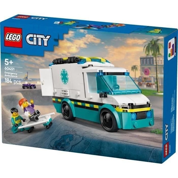 LEGO City 60451 Emergency Ambulance – Byggelegetøj til drenge fra 5 år og opefter Flerfärgad