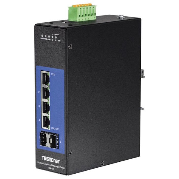 trendnet 6-port ind.gb l2 mgd switch din-rail blackRouter, Wifi, Netværk 6-PORT IND.GB L2 MGD SWITCH DIN-RAIL 182472 Sort
