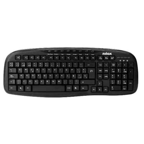 Universelt Tastatur - Nilox - NXKBE000001 - Sort - Spansk QWERTY - USB Sort