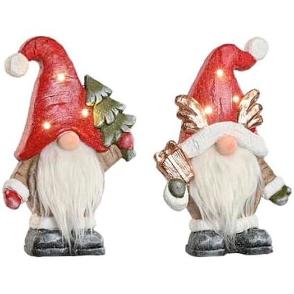 Julepynt - HOME ESPRIT - GNOME - Hvid Rød - 25 x 11,5 x 38 cm - 2 enheder mångfärgad