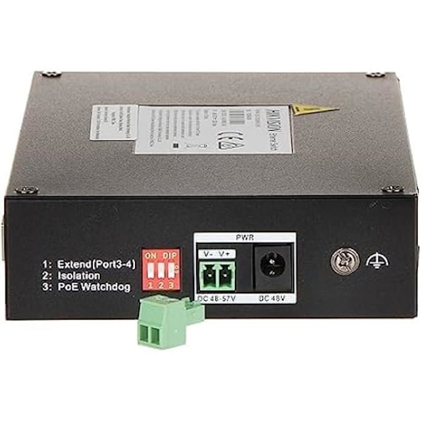 Switch - HIKVISION - DS-3T0306HP-E/HS - 4 PoE-portar - 6 KV skydd - 300 m transmission