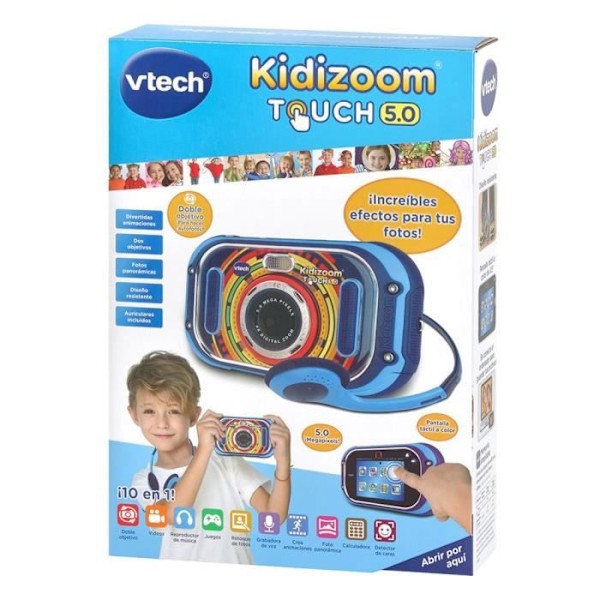 VTECH Kidizoom Touch 5.0 Digitalkamera för barn - Blå - 10-i-1 - Pekskärm - 5 megapixlar Blå