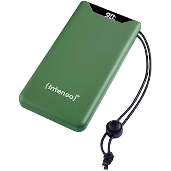 Intenso Powerbank F10000 ulkoinen akku, jossa PD (20 W) ja QC (18 W), USB-C ja USB-A-portti, 10 000 mAh, vihreä Vihreä
