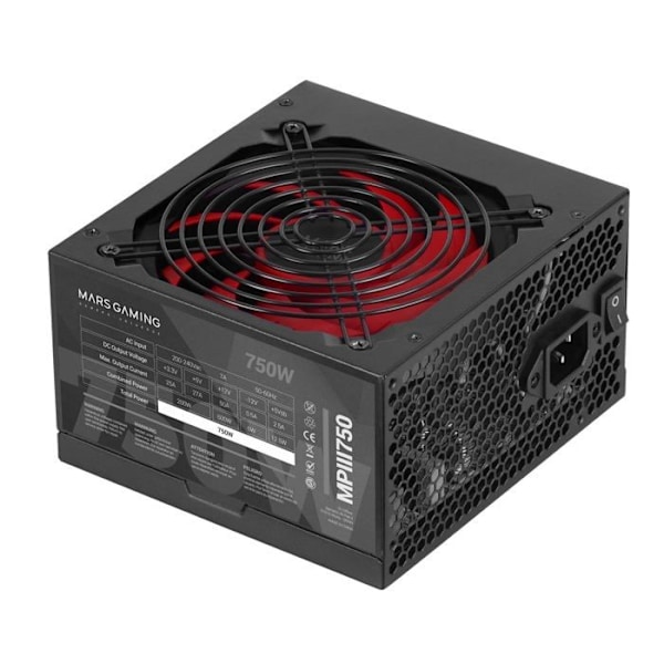 Mars Gaming MPIII750 750W Strømforsyning 750 W Sort, Rød