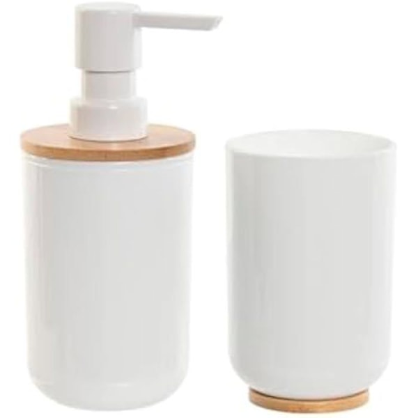 Badeværelsessæt - HOME ESPRIT - Flerfarvet - Bambus og polystyren - 7 x 7 x 16 cm Flerfärgad