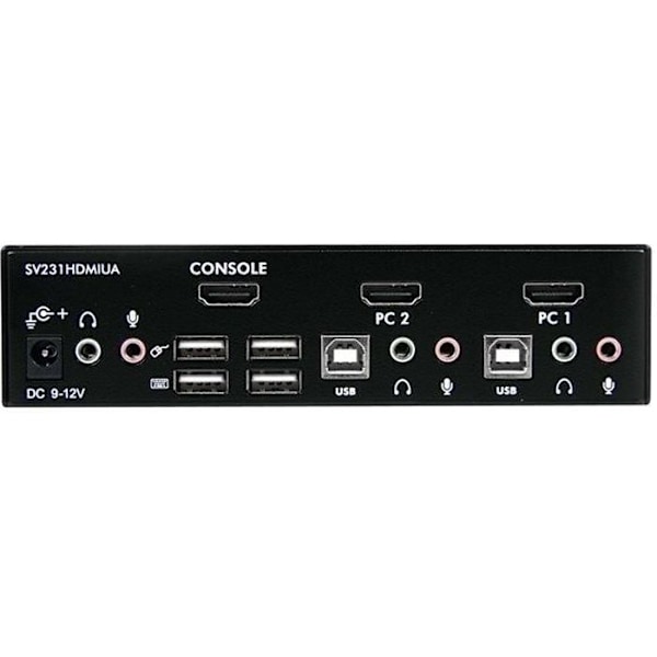 StarTech.com 2-ports USB HDMI KVM-switch med lyd og USB 2.0-hub (SV231HDMIUA) Sort