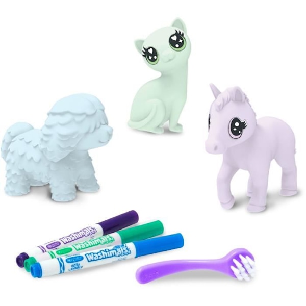 Kreativt spil - Crayola - Washimals - 3 pasteldyr - Til børn fra 3 år - Unisex Pastell