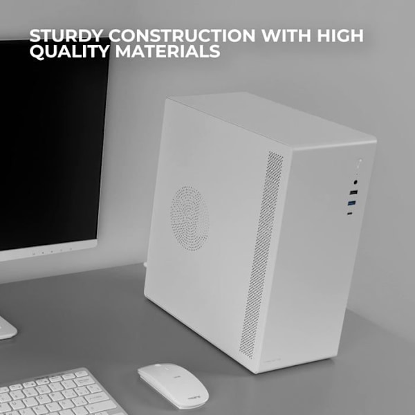 Tacens ORUMX, Ultra Compact Slim Micro-ATX Minitower, stålchassi, 80 mm fläkt, vit