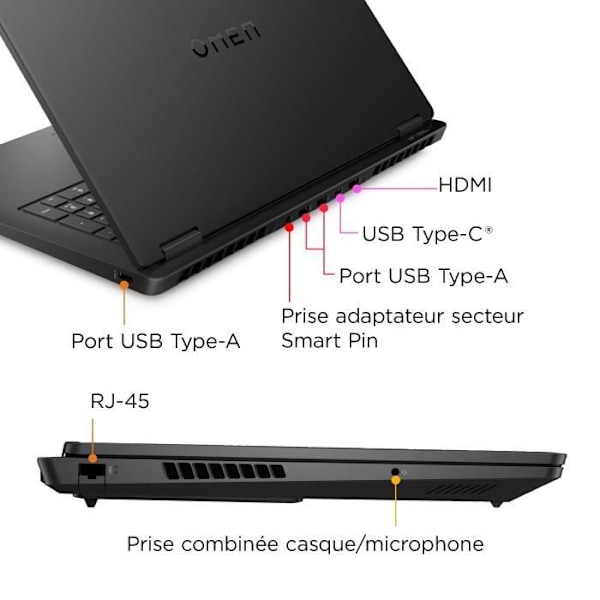 HP Omen 17-db0101nf Pelikannettava - Windows 11 - 17,3" FHD IPS 144Hz - RTX 4050 6Go - Ryzen 5-8645HS - 16Go - 512Go SSD - AZERTY