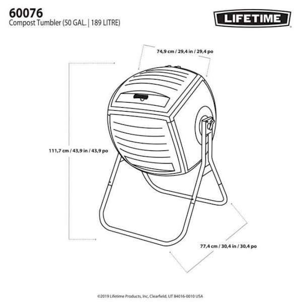 Composter - Levetid - 189,3L - High Density Polyethylen og galvaniseret stål