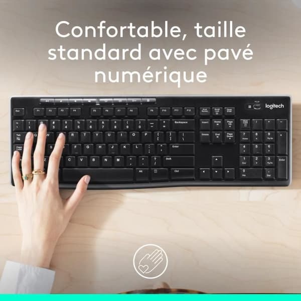 Näppäimistö - Langaton - Logitech - K270 - AZERTY - Musta