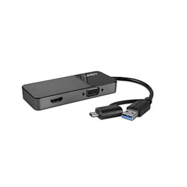 USB 3.0 Type A & C til HDMI & VGA Converter Sort