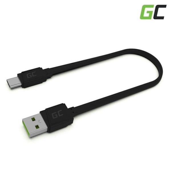 USB-C-kabel - GCmatte - 25 cm - Hurtigopladning QC 3.0 - Sort - Holdbar