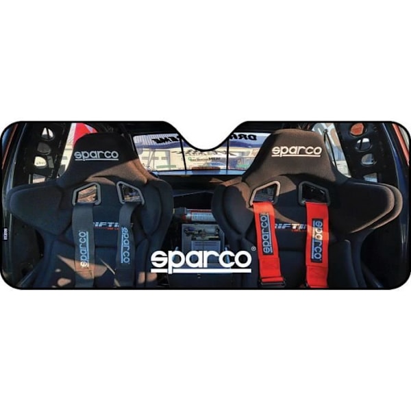 SPARCO solskærm - Quiltet - Aluminium - Sugekopper - Elastik til opbevaring - 70X130 cm