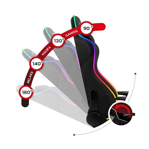 Gaming Tuoli HUZARO Force 6.2 - Musta - Ergonominen - RGB - Korkeussäädettävä - Kallistettava Lanneru supportti svart