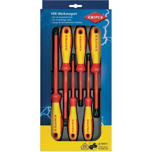 Sæt med 5 VDE flade/korsformede skruetrækkere PH Knipex 00 20 12 V01