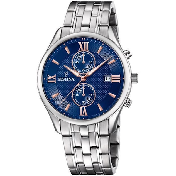 Klocka - Festina - 6854 6 - Analog - Rostfritt stål - Blå urtavla Silver, blått, roséguld