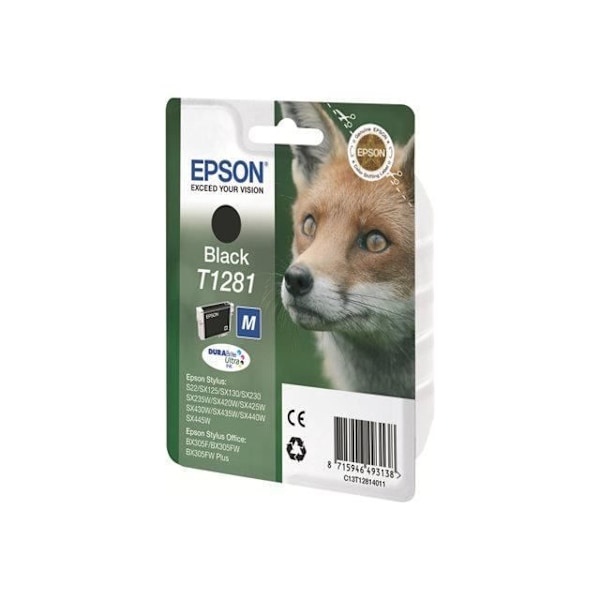 EPSON T1281 sort blækpatron - Fox (C13T12814012)